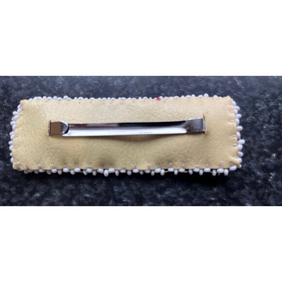 Vintage Handmade Native American Large Beaded Barrette In Classic Beaded Pattern - Picture 3 of 4